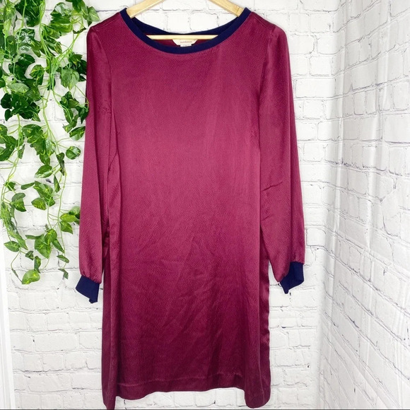 Sundance Maroon 100% Silk Long Sleeve Shift Dress Size Medium - Picture 9 of 11